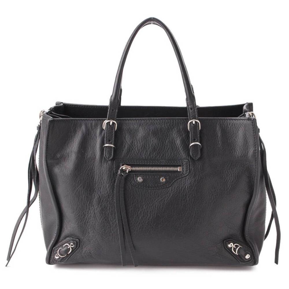 Balenciaga Paper Leather Handbag Black